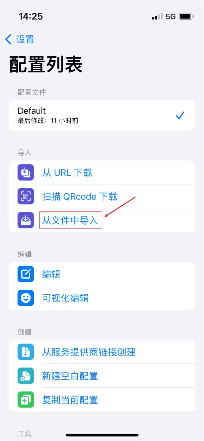 Stash 配置列表页,导入分组里的从文件中导入一项被红框标出